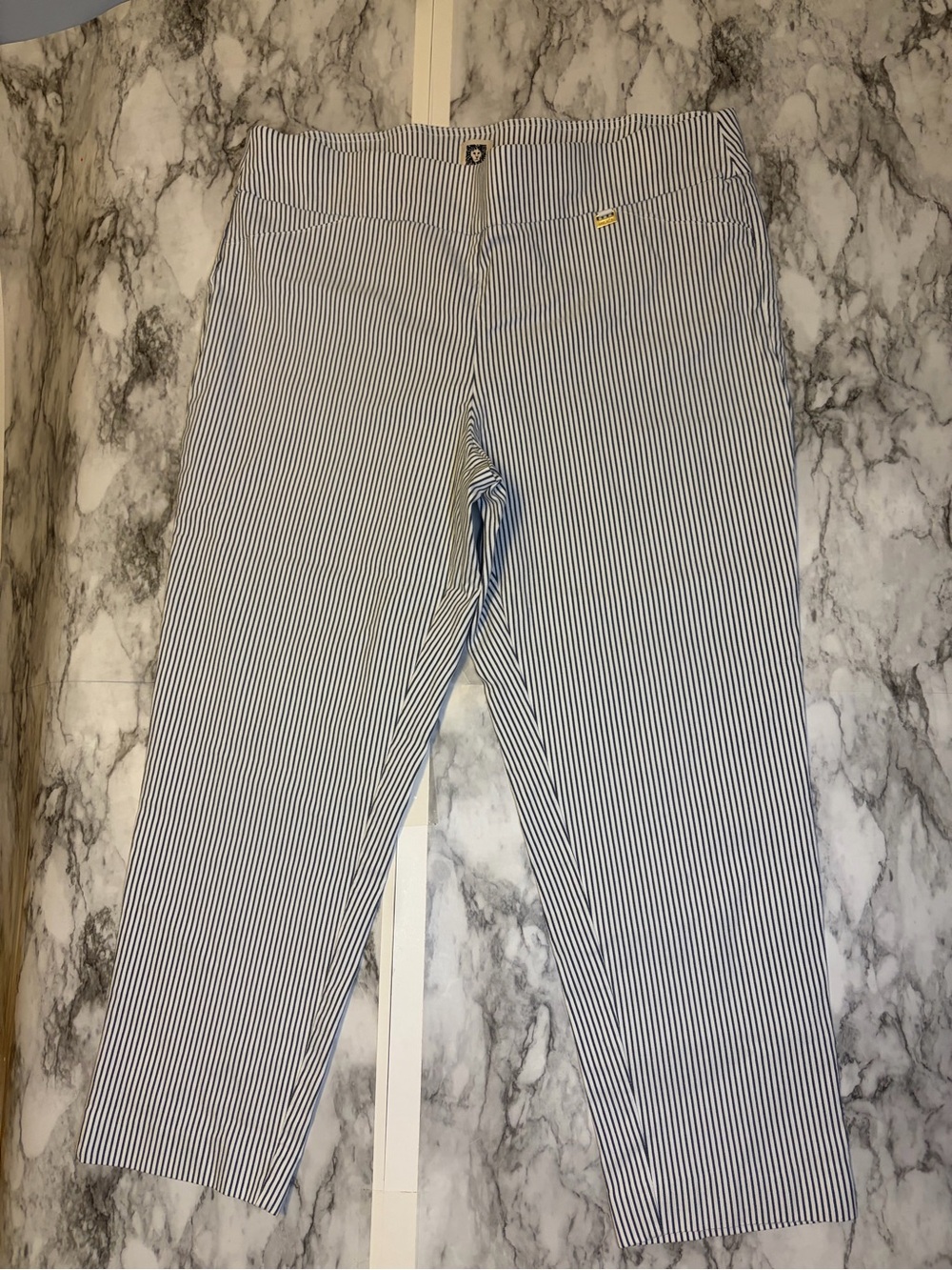 Anne Klein Navy and White Pinstripe Cropped Pants size 2X